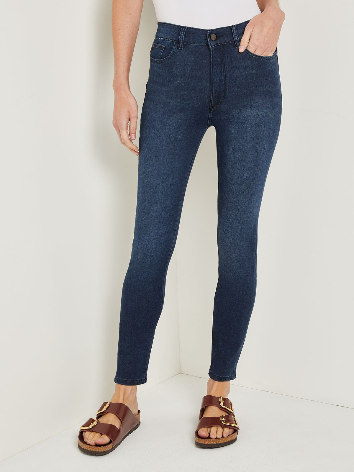 Farrow High-Rise Skinny Ankle Jeans, Dark Indigo