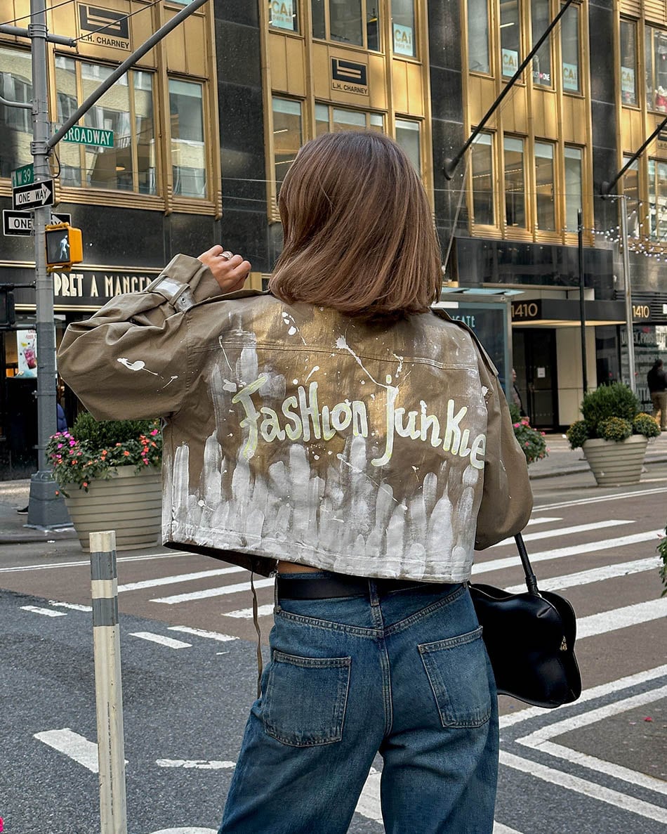 Fashion Junkie Jacket, Street Style Jacket Painted Jean Hand Painted Military Fashionable Artistic