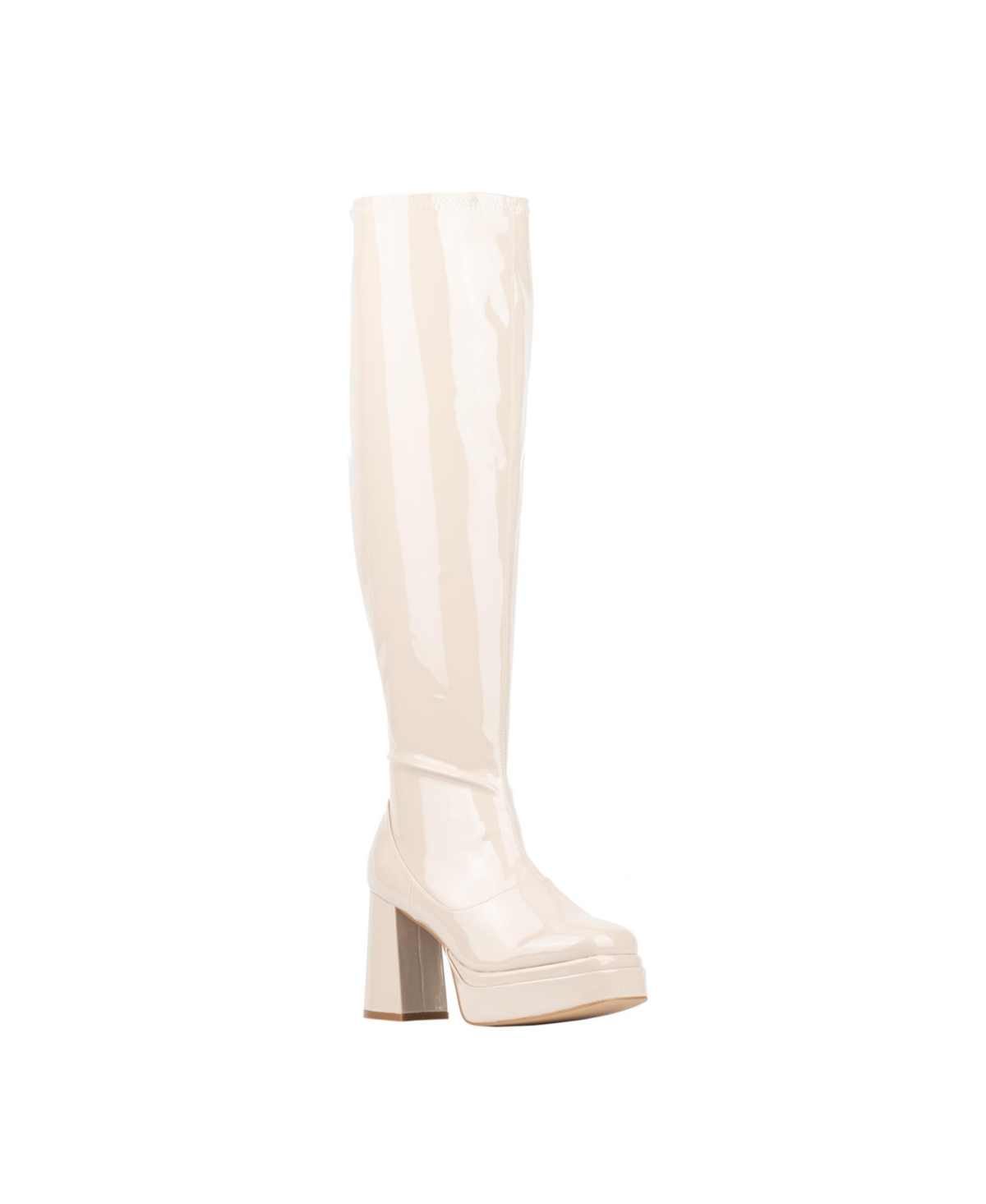 Fashion To Figure Women's Manica Thigh High Platform Boot- Wide Width - Bone