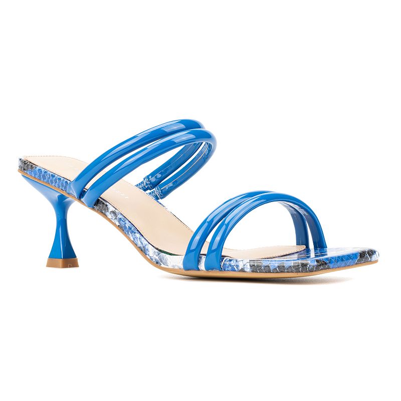 Fashion to Figure Lanna Women's Wide Width Heeled Sandals, Size: 7 Wide, Blue