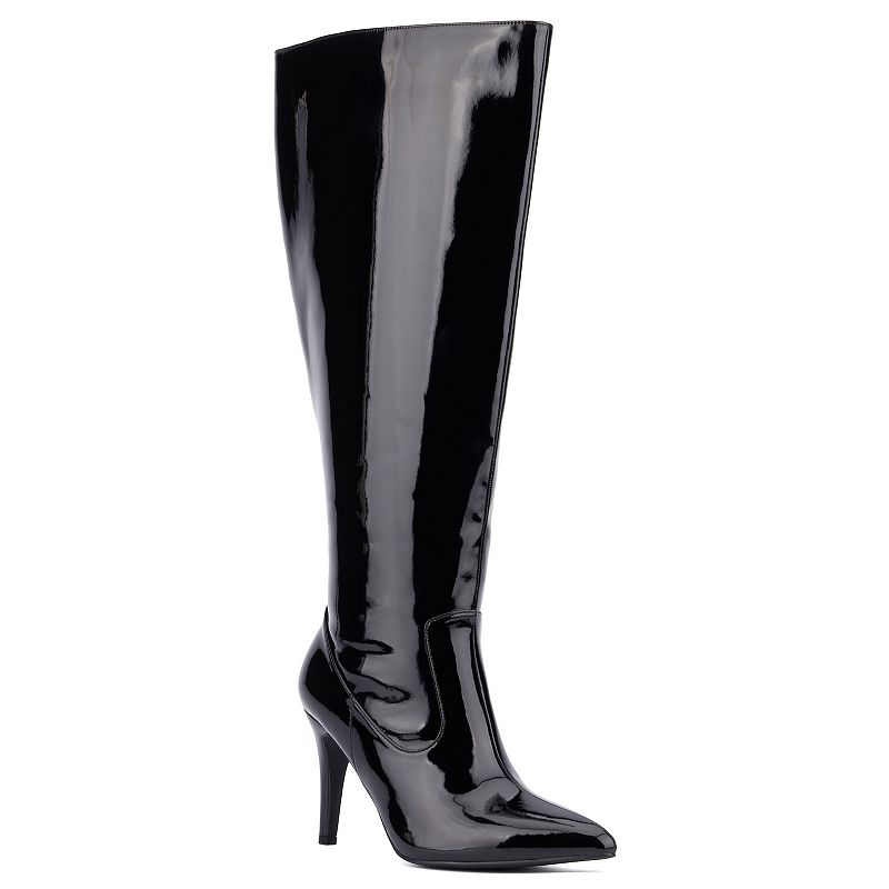 Fashion to Figure Lisette Women's Wide Width Knee-High Boots, Size: 13 Wide, Black Patent