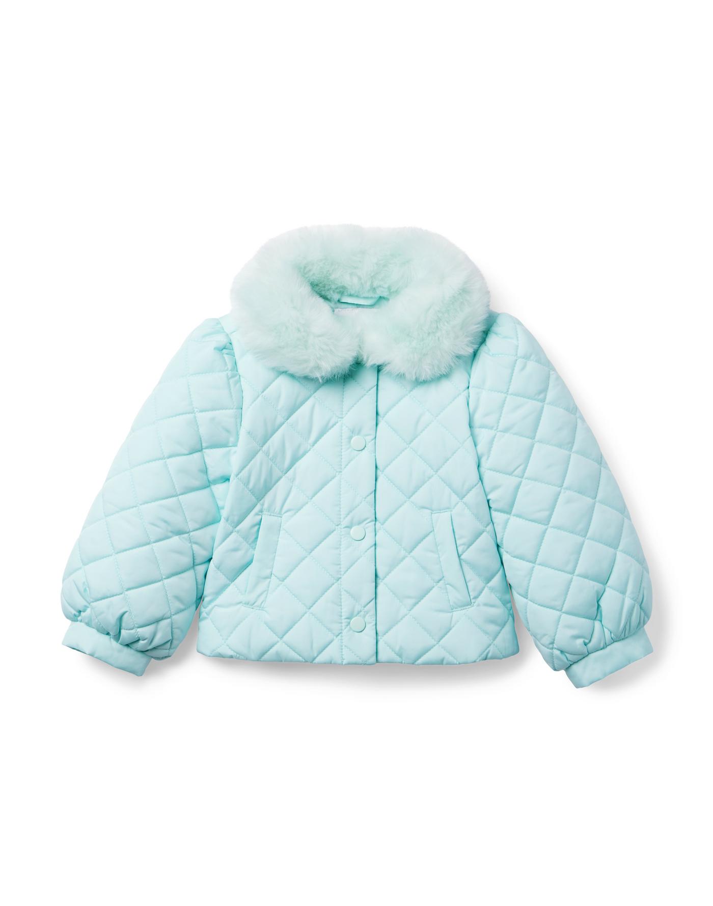 Faux Fur Collar Quilted Puffer Jacket