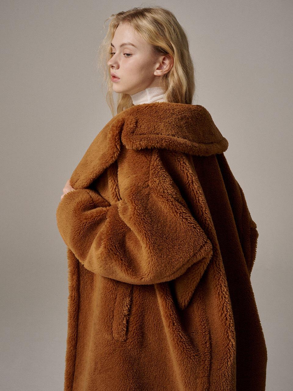 Faux Fur Maxi Coat - Camel