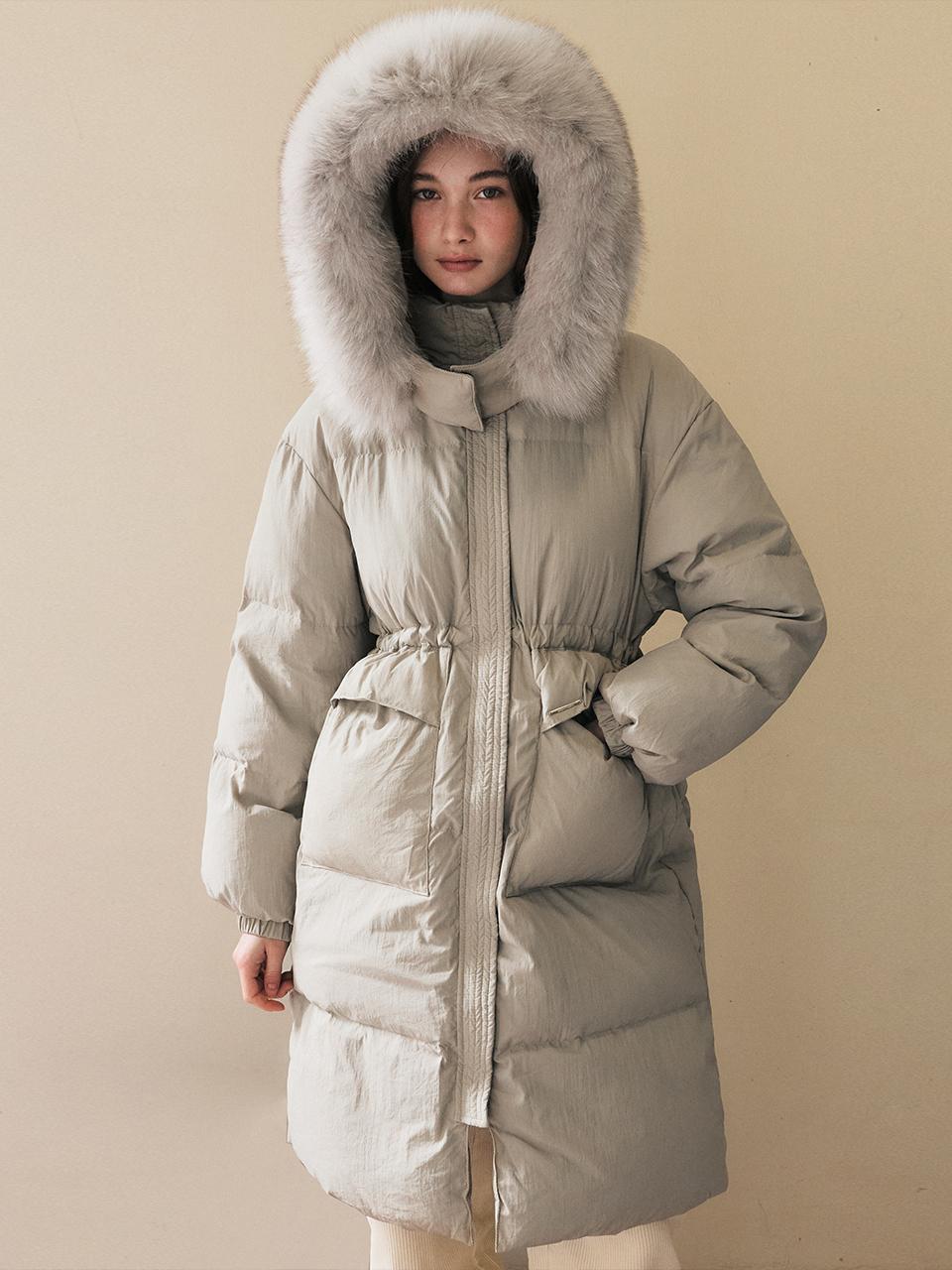 Faux Fur Trimmed Puffer Long Down Coat [Grey] (MAEDDW51MGY)