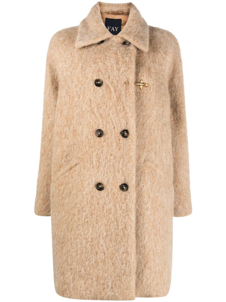 Fay Double-Breasted Wool Blend Coat