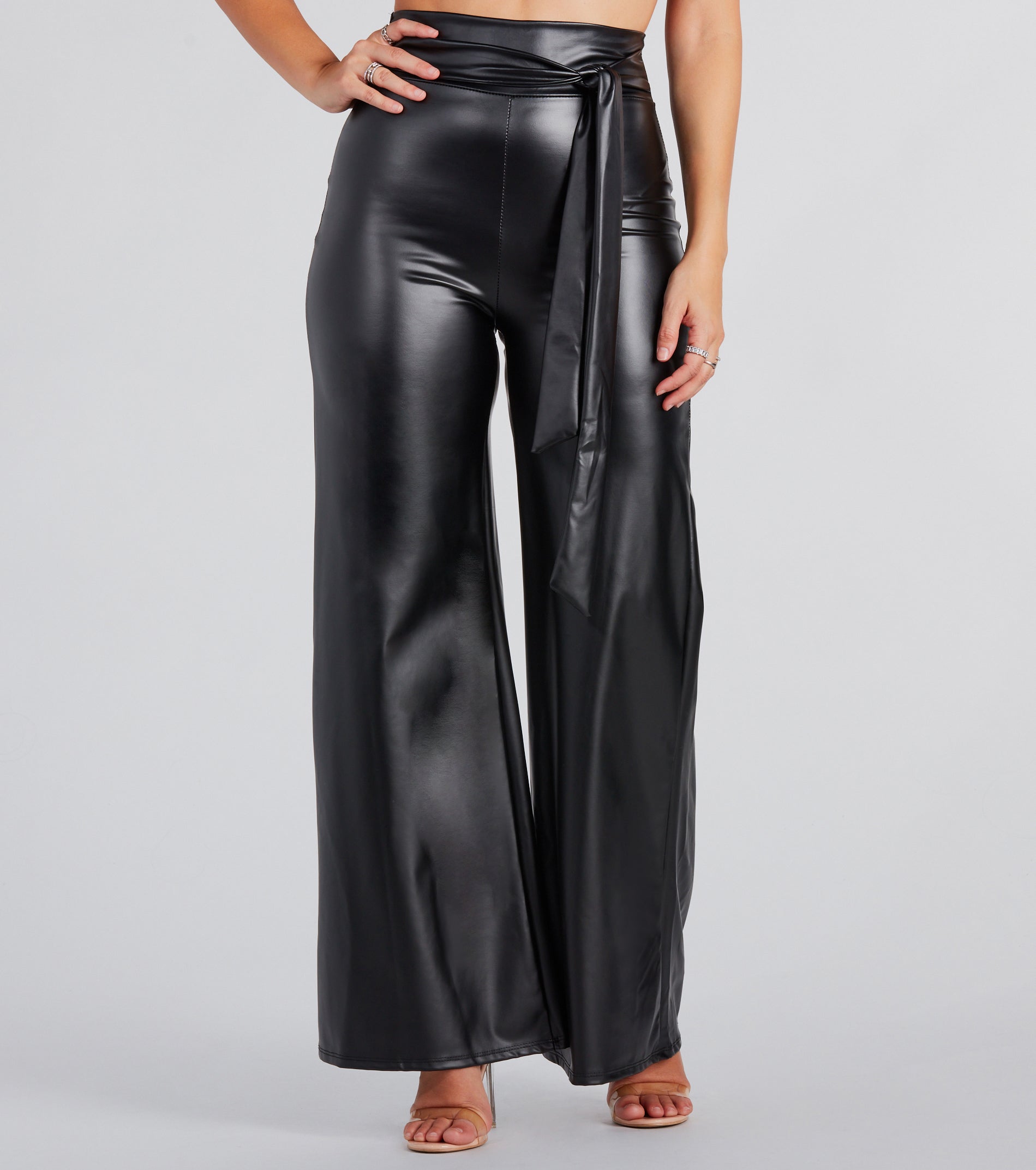 Feeling Sleek Faux Leather Wide-Leg Pants