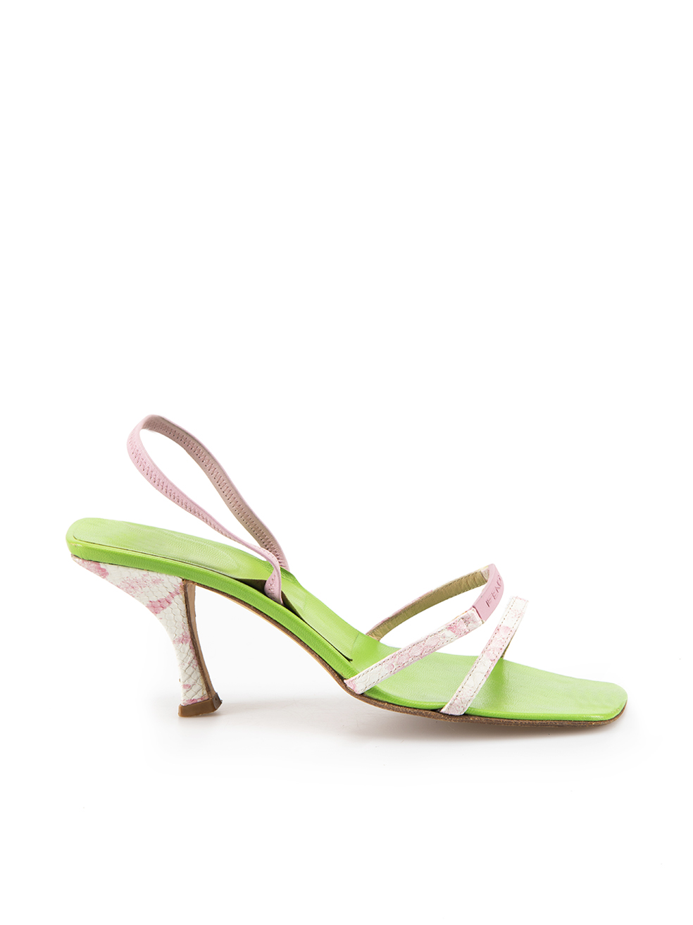 Fendi Green Leather Snakeskin Heeled Sandals