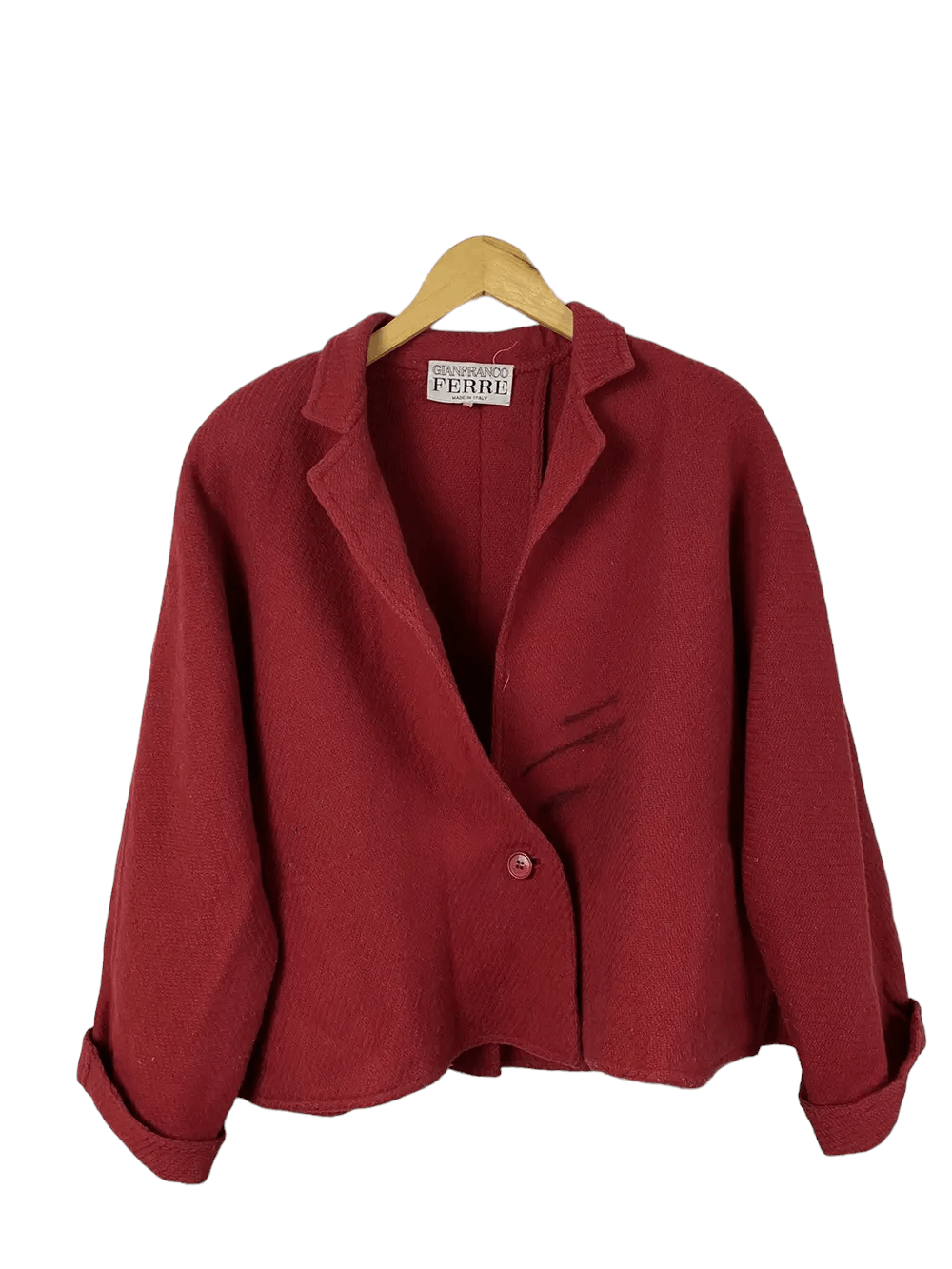 Ferre x Gianfranco Ferre Wool Coat Jacket in Red, Women's (Size Large)