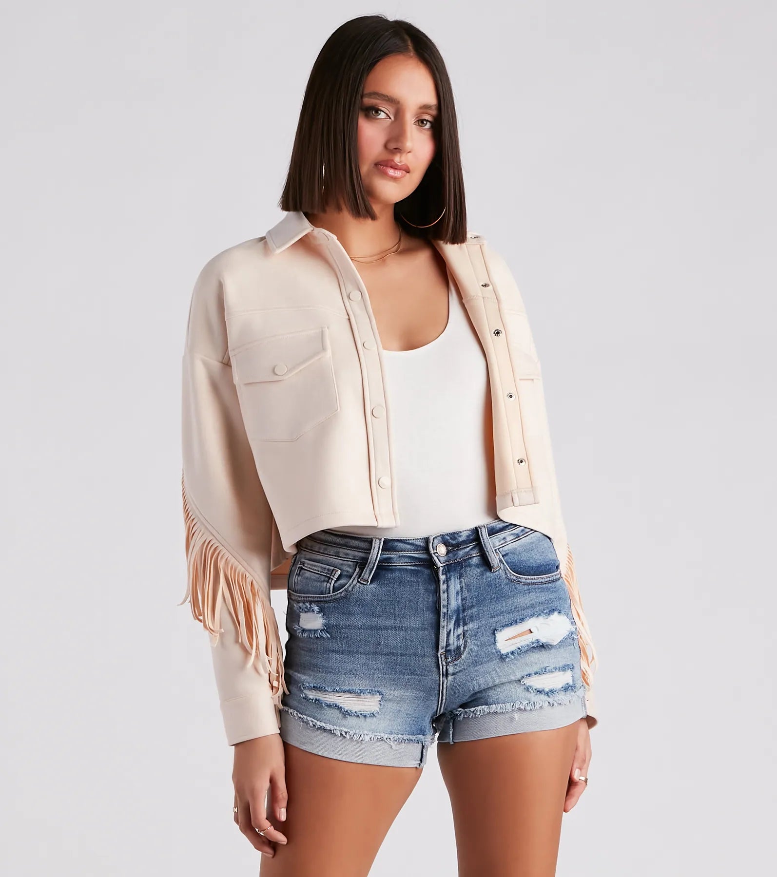 Festival 'Fit Fringe Cropped Shacket