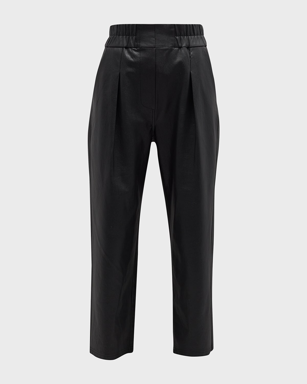 Fiera Pleated Cropped Vegan Leather Pants