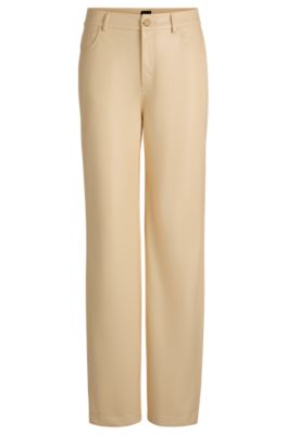 Five-pocket trousers in faux leather- Light Beige Women's Formal Pants size 4