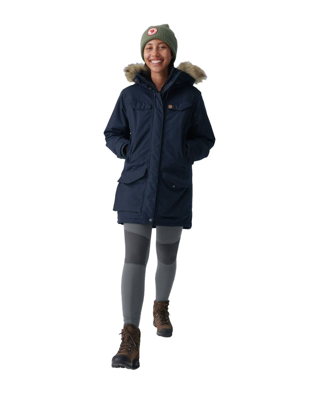 Fjallraven x Outdoor Life Fällräven Nuuk Parka / Down Jacket Active Coat Outdoor in Dark Blue, Women's (Size Small)