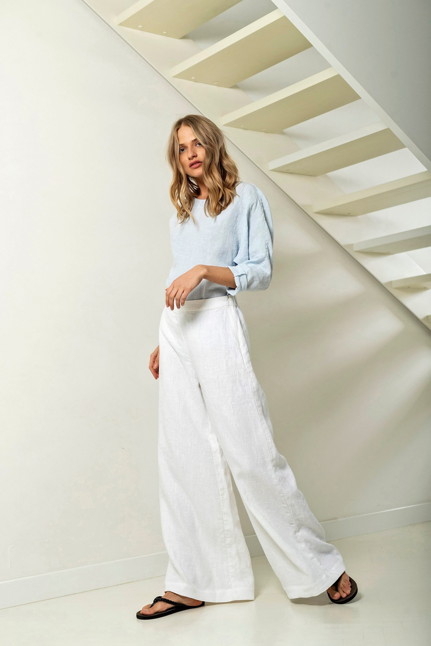 Flared Boho Pants, Wide-Leg Linen Trousers, High Waisted Maxi Trousers For Women, Heavy Pants Wanted