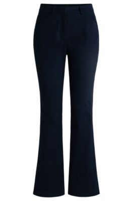 Flared trousers in brushed stretch cotton- Dark Blue Women's Formal Pants size 0