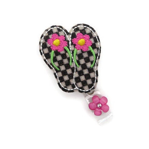 Flip Flop Badge Reel - Glitter Id Sandals Cute Summer Beachy Holder Nurse Card Gifts