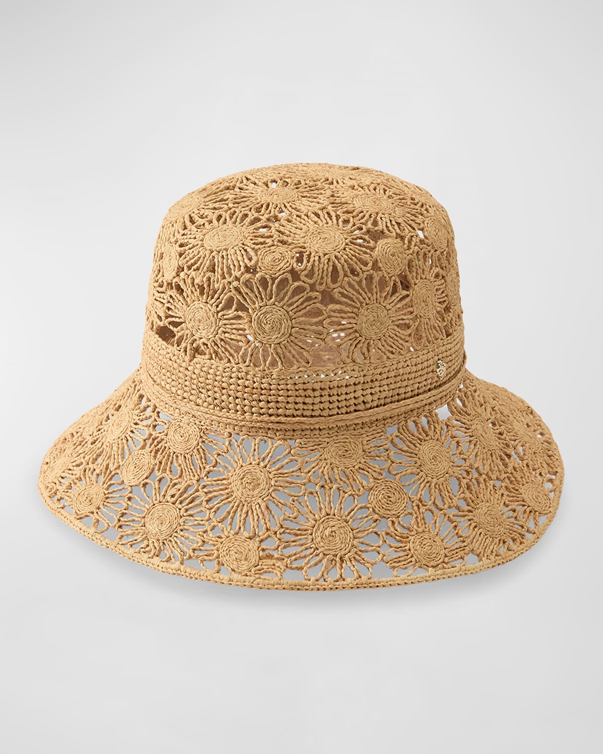 Floral Crocheted Retro Raffia Bucket Hat