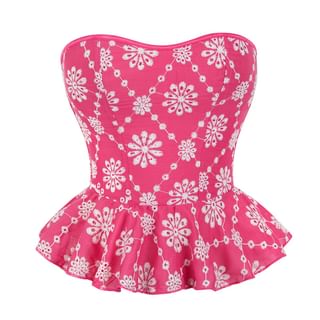 Floral Embroidered Peplum Corset Top