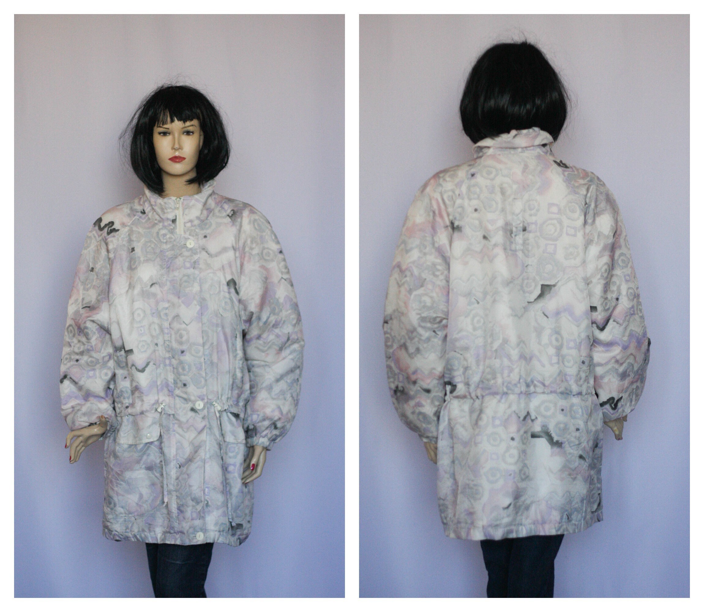 Floral Jacket Vintage Parka Oversized Coat Loose Winter Spring Clothing Womens 90S Rainbow Long