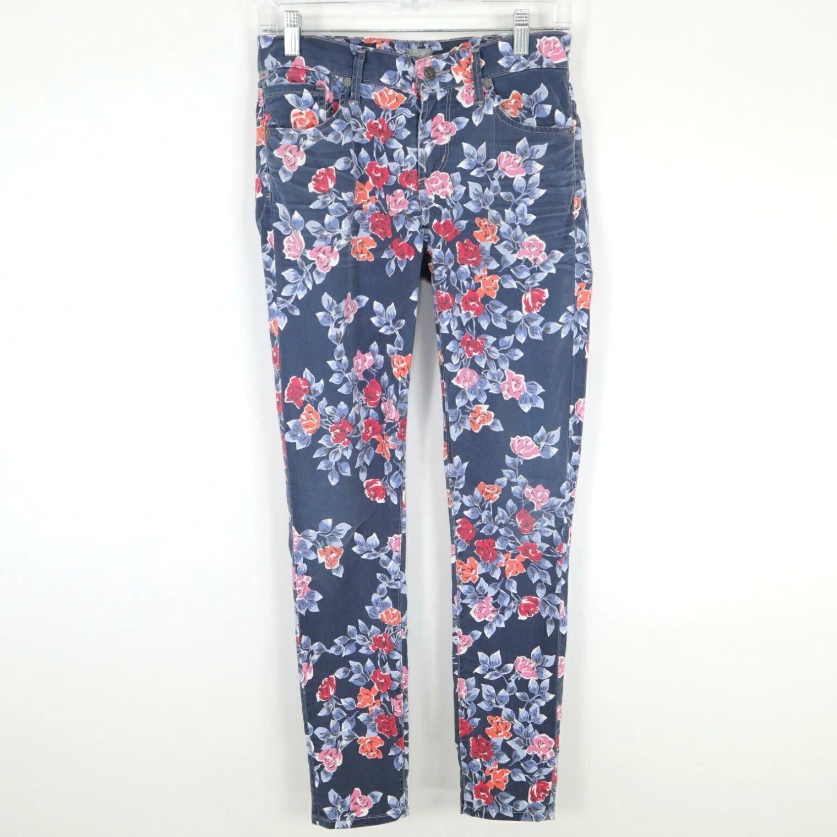 Floral Patterned Cropped Blue And Red Citizens Of Humanity Coh Thompson Skinny Fit Jeans W26 L28 in White, Women's