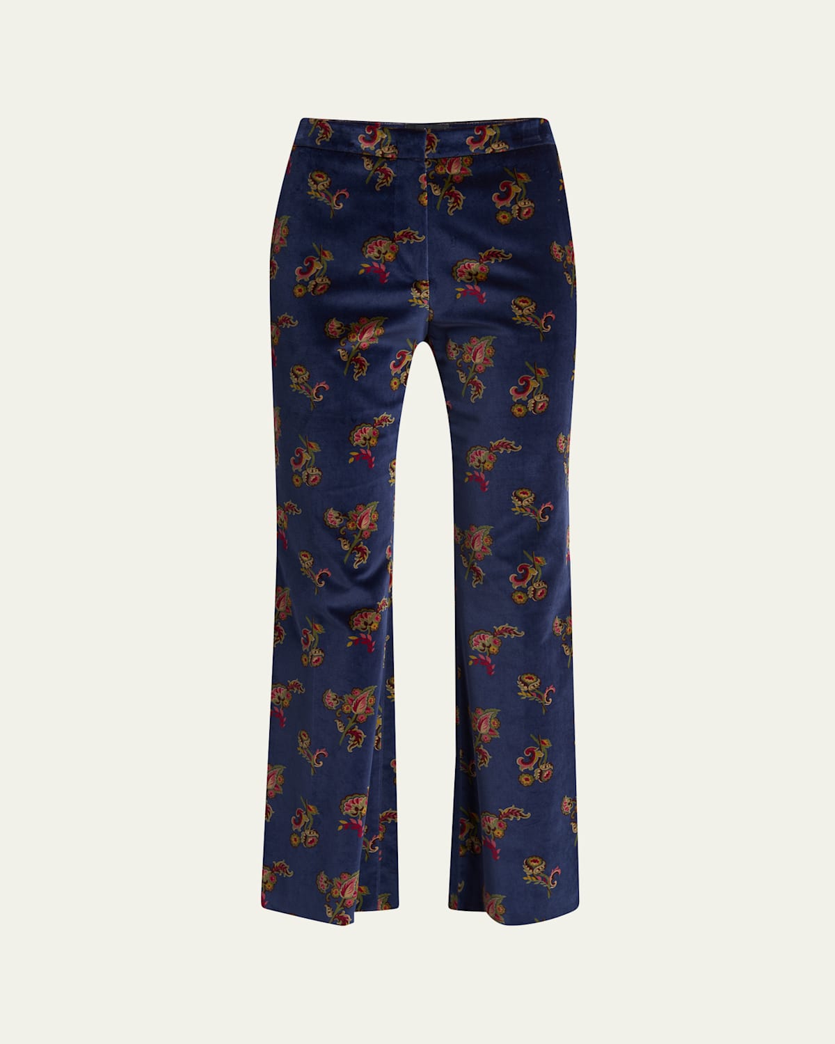 Floral Velvet Flared Trousers