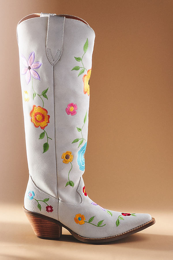 Flower Power Suede Tall Western Boots