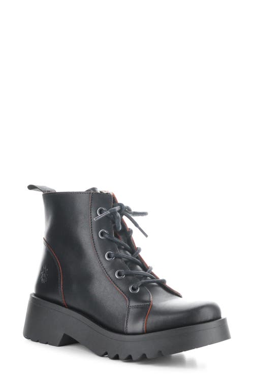 Fly London Metz Combat Boot in Black/Red Java at Nordstrom, Size 5Us