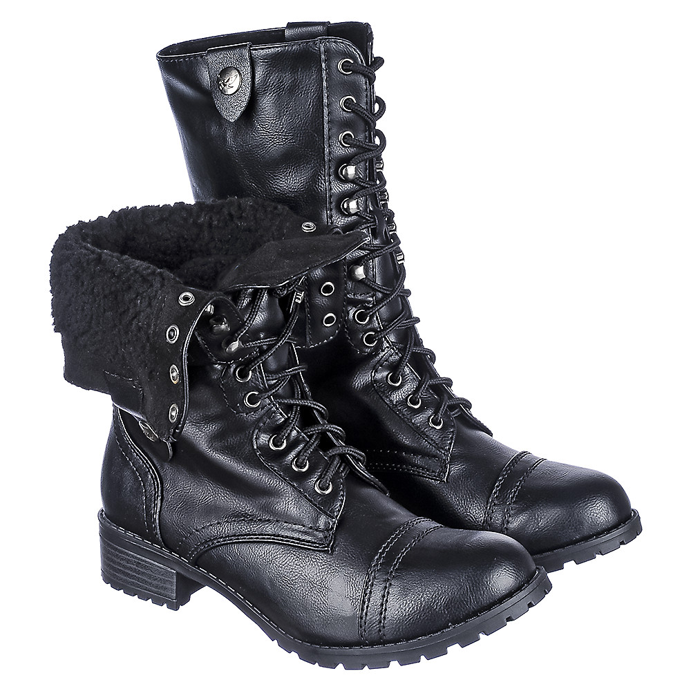 Fold-Down Combat Boot Oralee-S Black