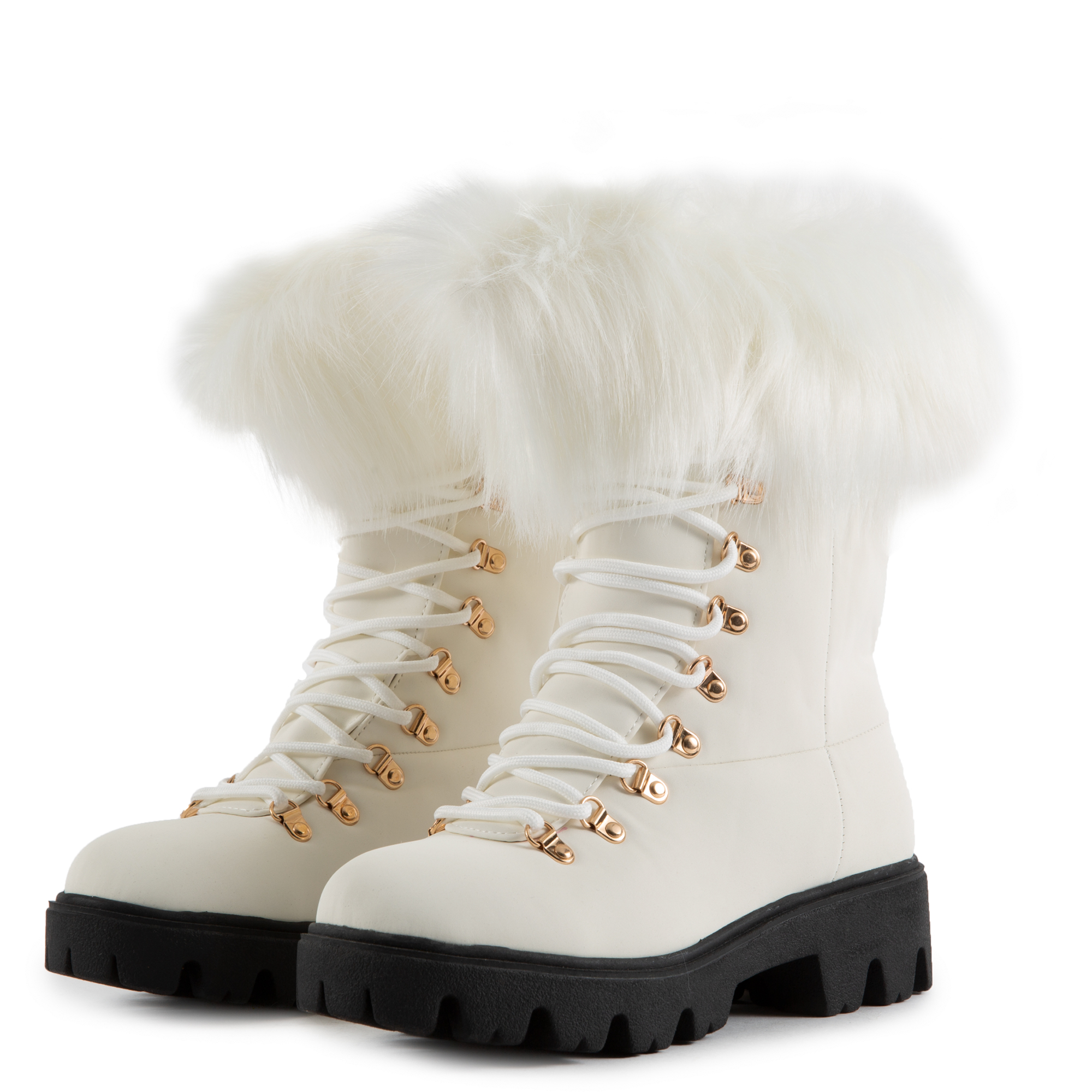 Force-11 Lace-Up Fur Boots White Nubuck