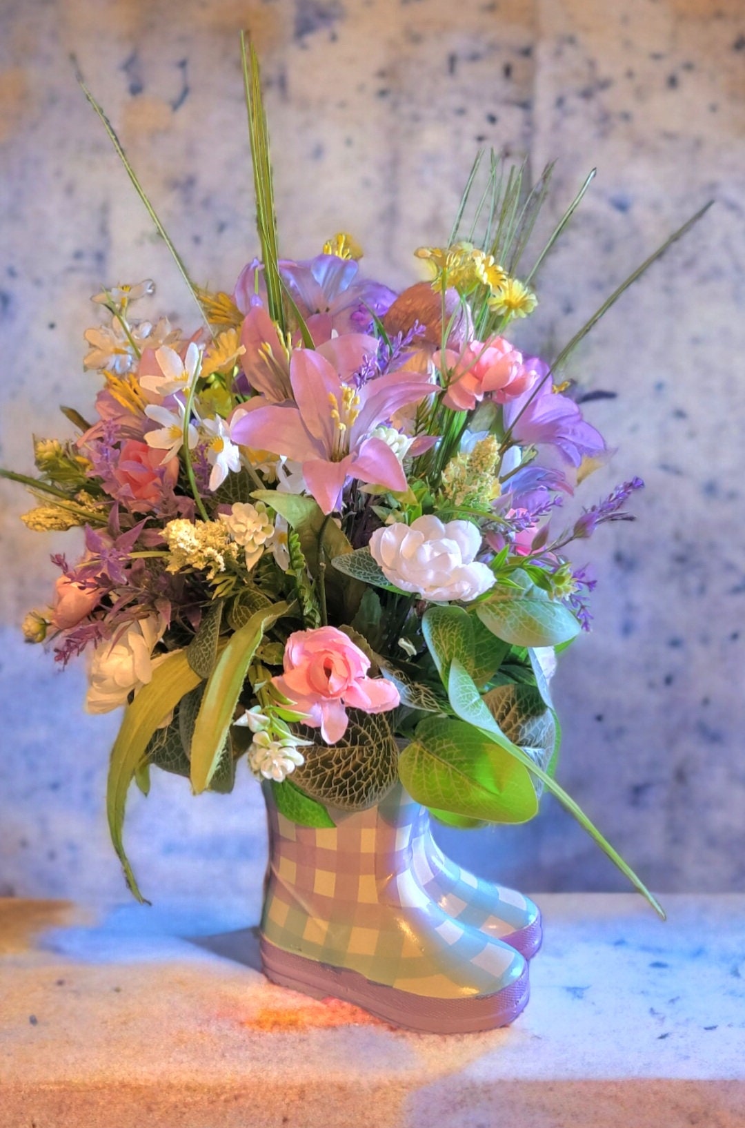 Forever Beautiful 18" Spring Arrangement in Rain Boot Container