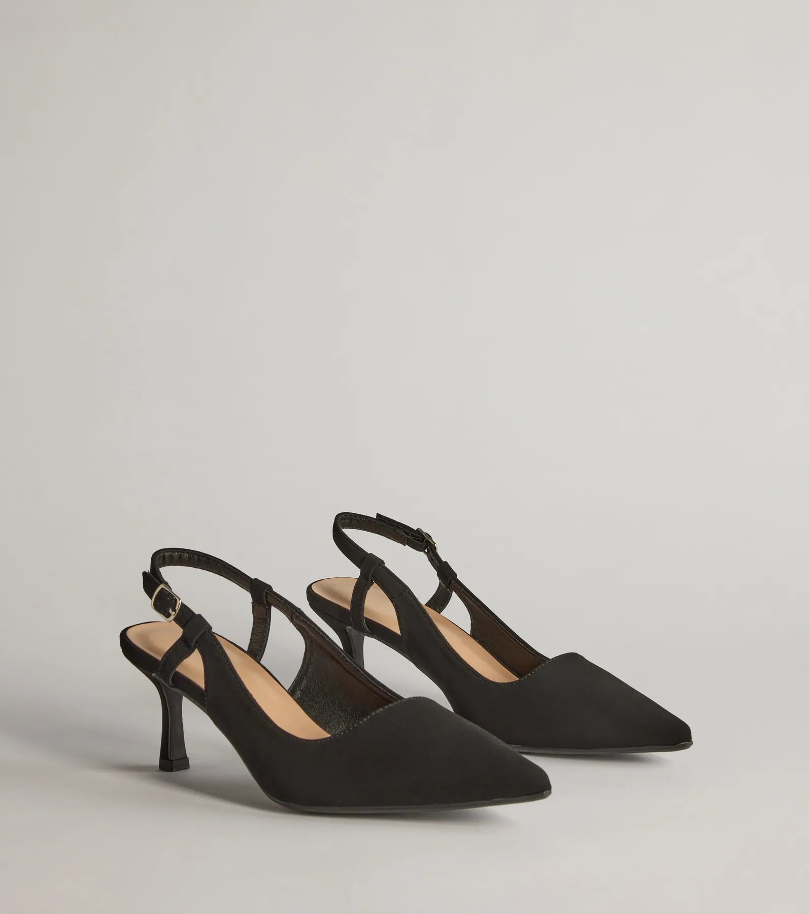 Forever Chic Pointed-Toe Slingback Kitten Heels