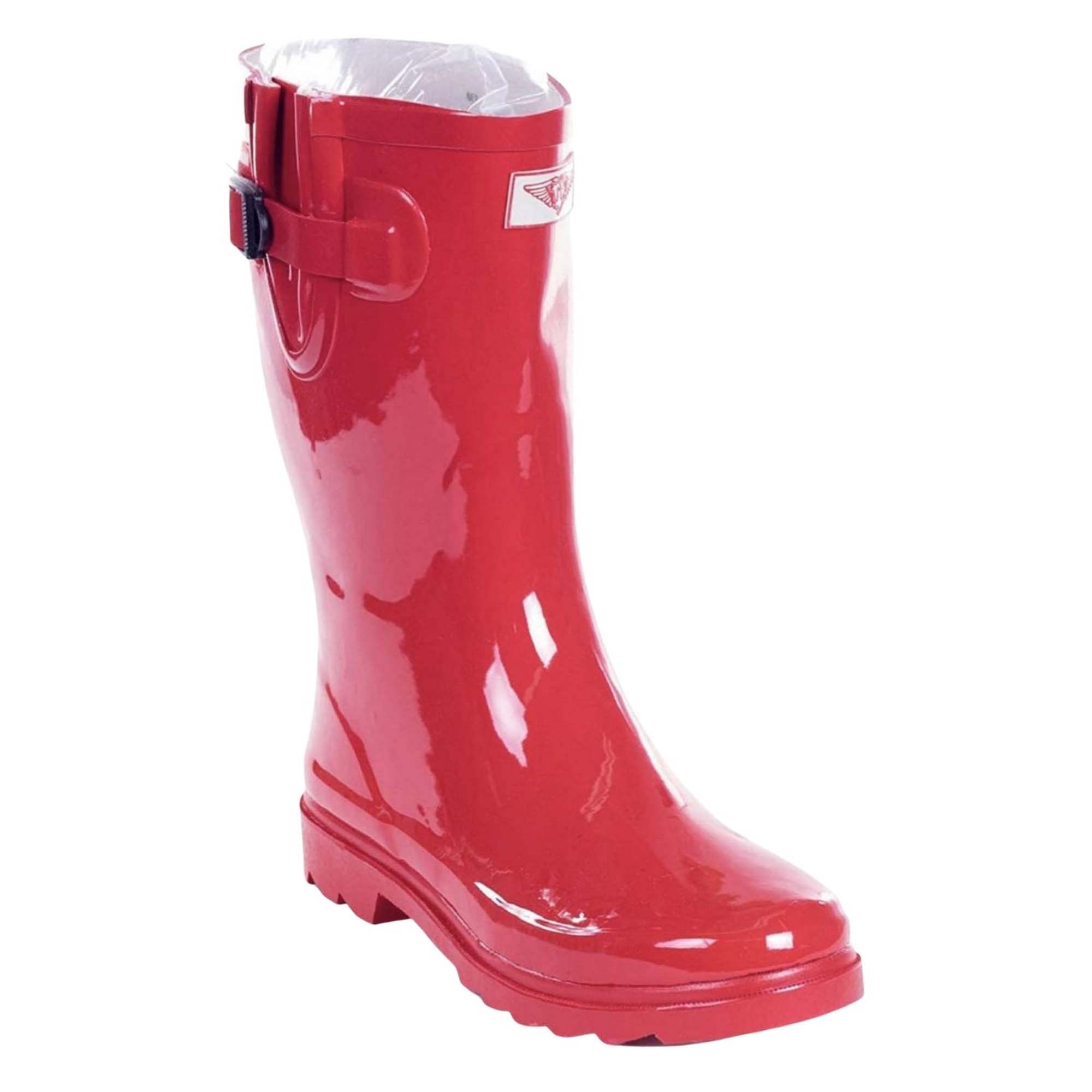 Forever Young Women's Mid-Calf Solid Color Rubber Rain Boots - Red 10