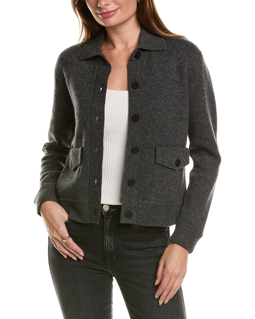 Forte Cashmere Double Knit Crop Rib Trim Wool & Cashmere-Blend Shacket