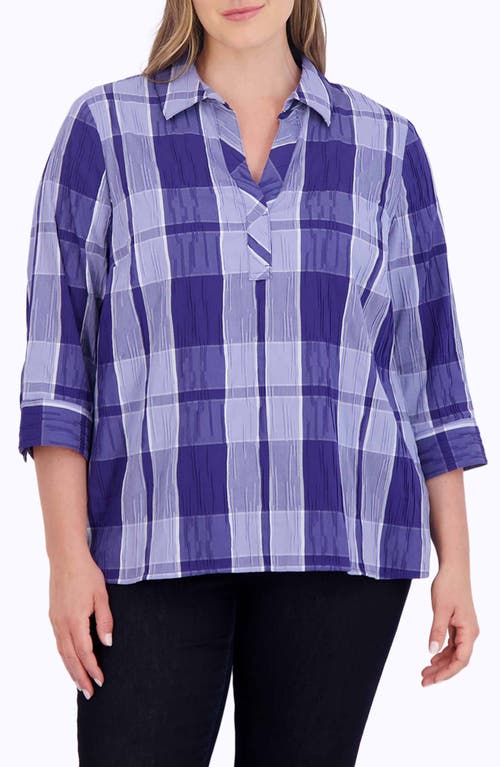 Foxcroft Sophia Plaid Tunic Top in Blue Iris at Nordstrom, Size 1X