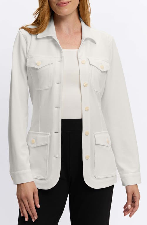 Foxcroft Stella Crepe Knit Utility Jacket in Ecru at Nordstrom, Size X-Small