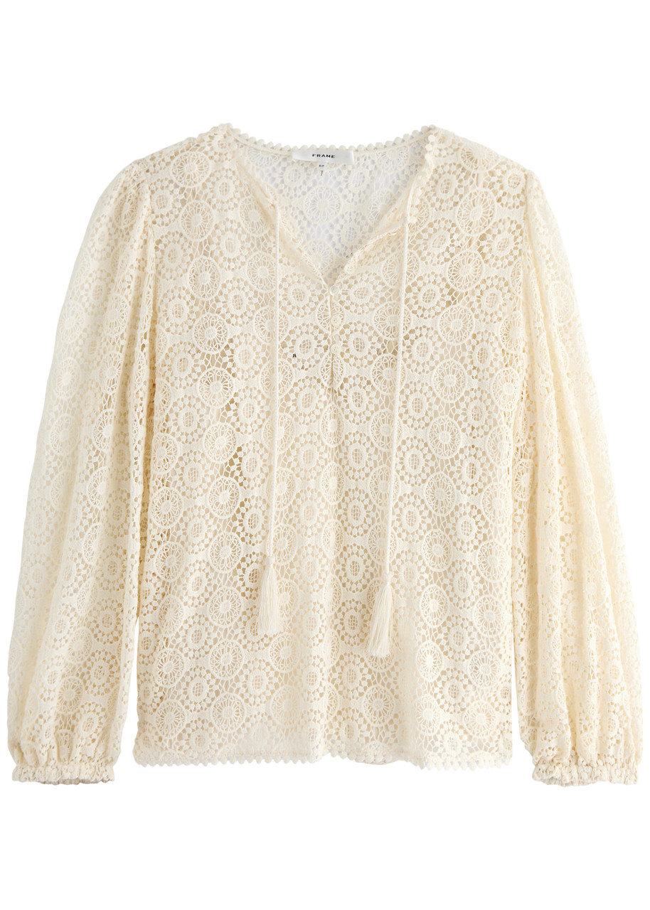 Frame Crochet-lace Blouse - Cream - S (UK8-10 / S)