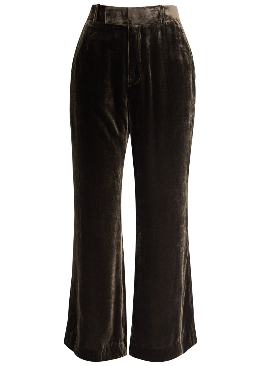 Frame Cropped Velvet Trousers - Dark Brown - 2 (UK6 /xS)