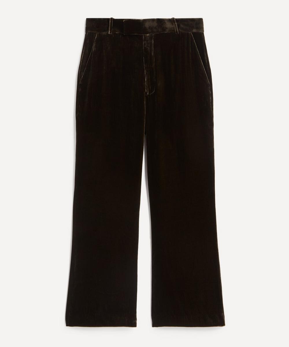 Frame Women's Cropped Flare Velvet Trousers Brown 10