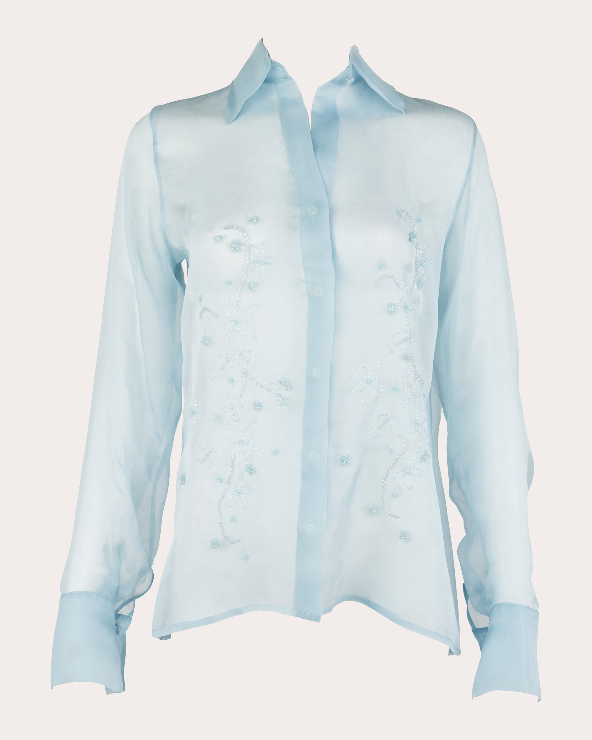 Francesca Miranda Women's Aster Embroidered Sheer Silk Organza Blouse in Blue