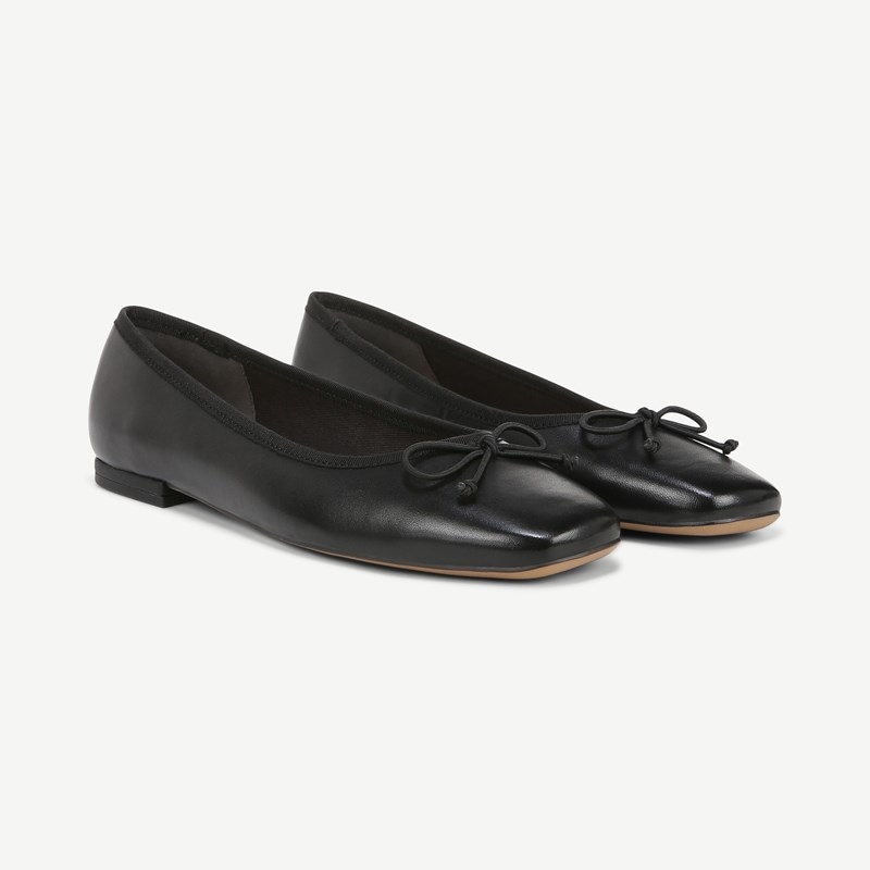 Franco Sarto Franco Abigail Ballet Flat Shoes (Black Leather) 8.0 W Slip On Fit, Round Toe, Slip-On Fit