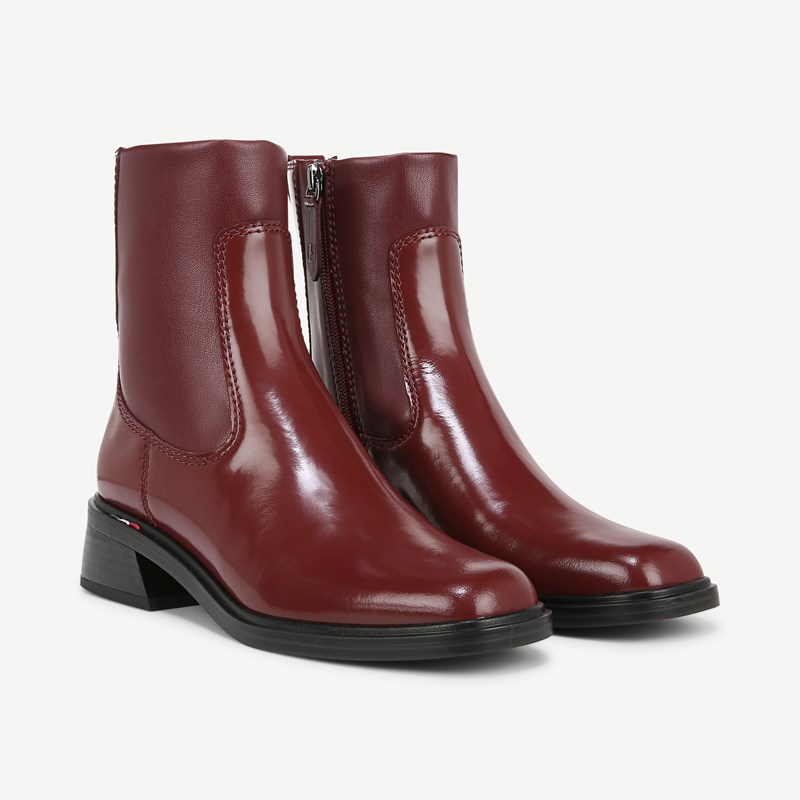 Franco Sarto Franco Gracelyn Ankle Boot (Berry Red Leather/faux Leather) 8.5 M Square Toe