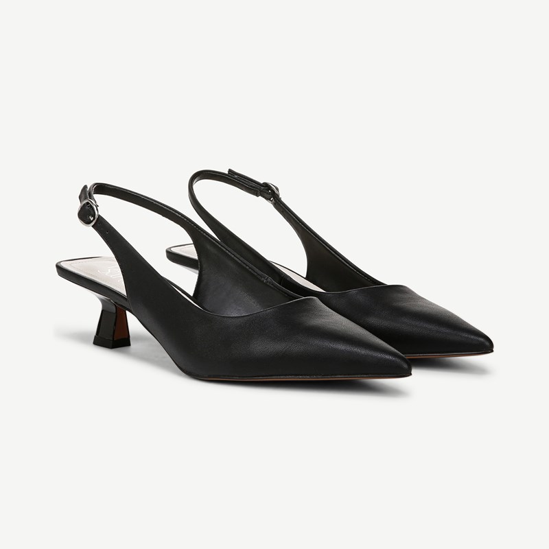 Franco Sarto Franco Jaden Slingback Shoes (Black Faux Leather) 12.0 M Pointed Toe, Buckle Closure