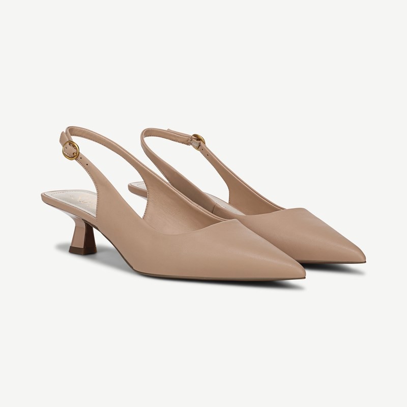 Franco Sarto Franco Jaden Slingback Shoes (Nude Beige Faux Leather) 12.0 M Pointed Toe, Buckle Closure