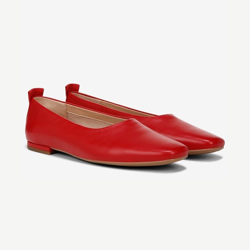 Franco Sarto Franco Vana Ballet Flat Shoes (Cherry Red Leather) 10.0 M Slip On Fit, Round Toe, Slip-On Fit