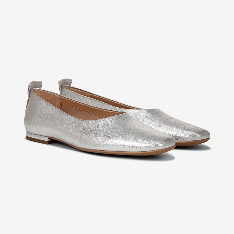 Franco Sarto Franco Vana Ballet Flat Shoes (Silver) 8.5 M Slip On Fit, Round Toe, Slip-On Fit