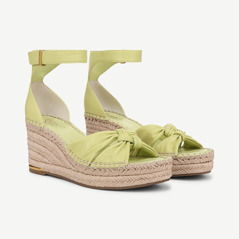 Franco Sarto Shoes Franco Clementine Espadrille Wedge Sandal (Algae Green Leather) 8.5 M Open Toe, Ankle Strap