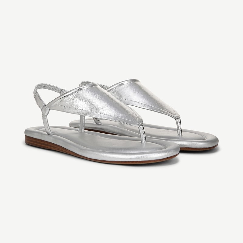 Franco Sarto Shoes Franco Jocelyn Slingback Sandals (Silver Faux Leather) 7.0 M Open Toe, Wedge Heels