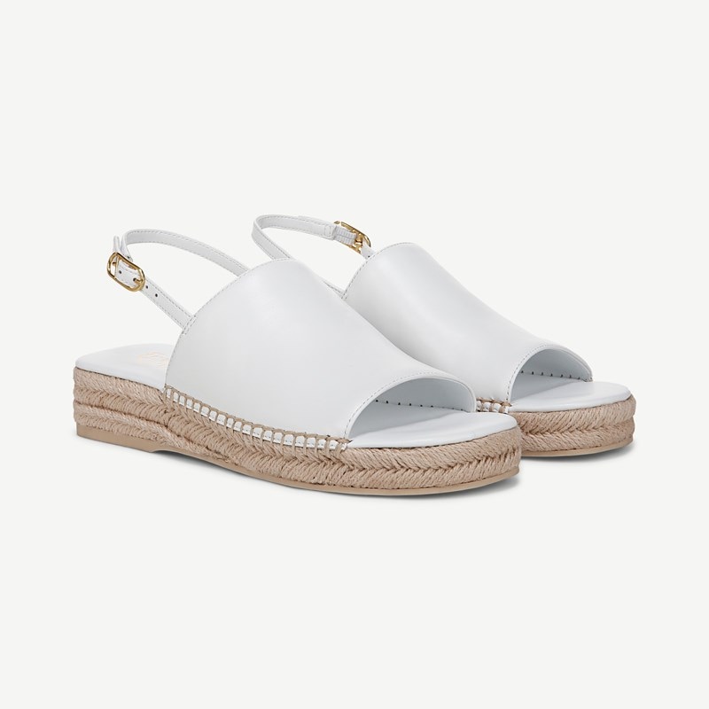 Franco Sarto Shoes Franco Rune Slingback Sandals (Bright White Leather) 6.0 M Round Toe, Platform Heels