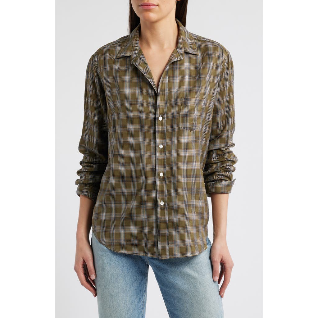 Frank & Eileen Eileen Plaid Relaxed Button-Up Shirt in Army Green Plaid W/Glitter at Nordstrom, Size Xx-Small