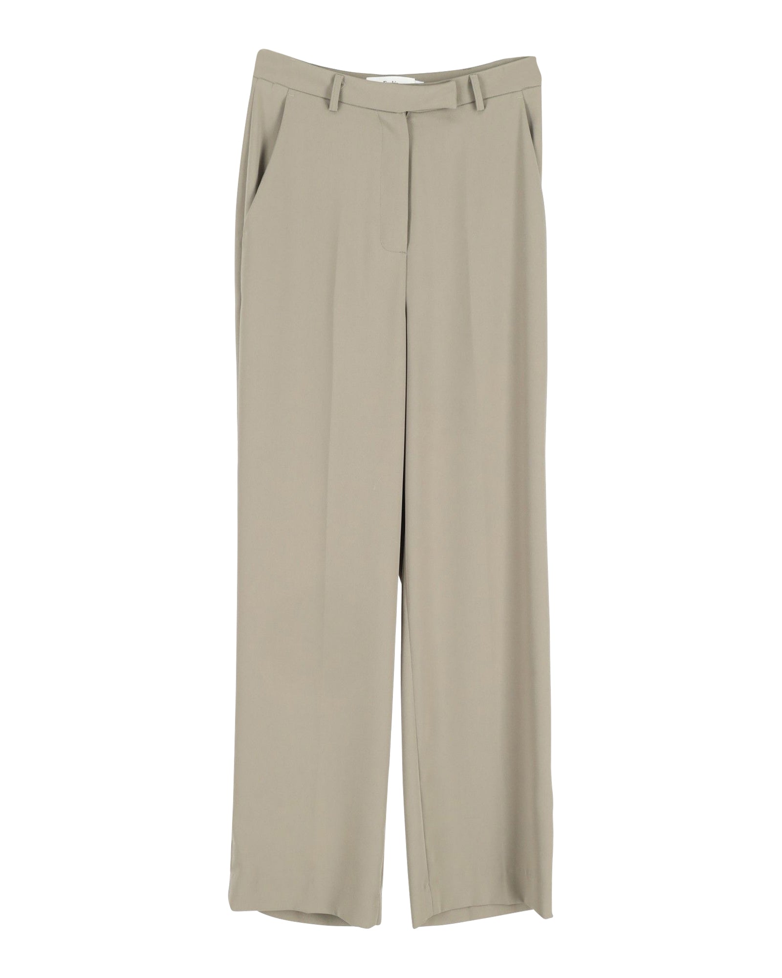 Frankie Shop Isla Pleated Crepe Straight-Leg Pants in Green Polyester