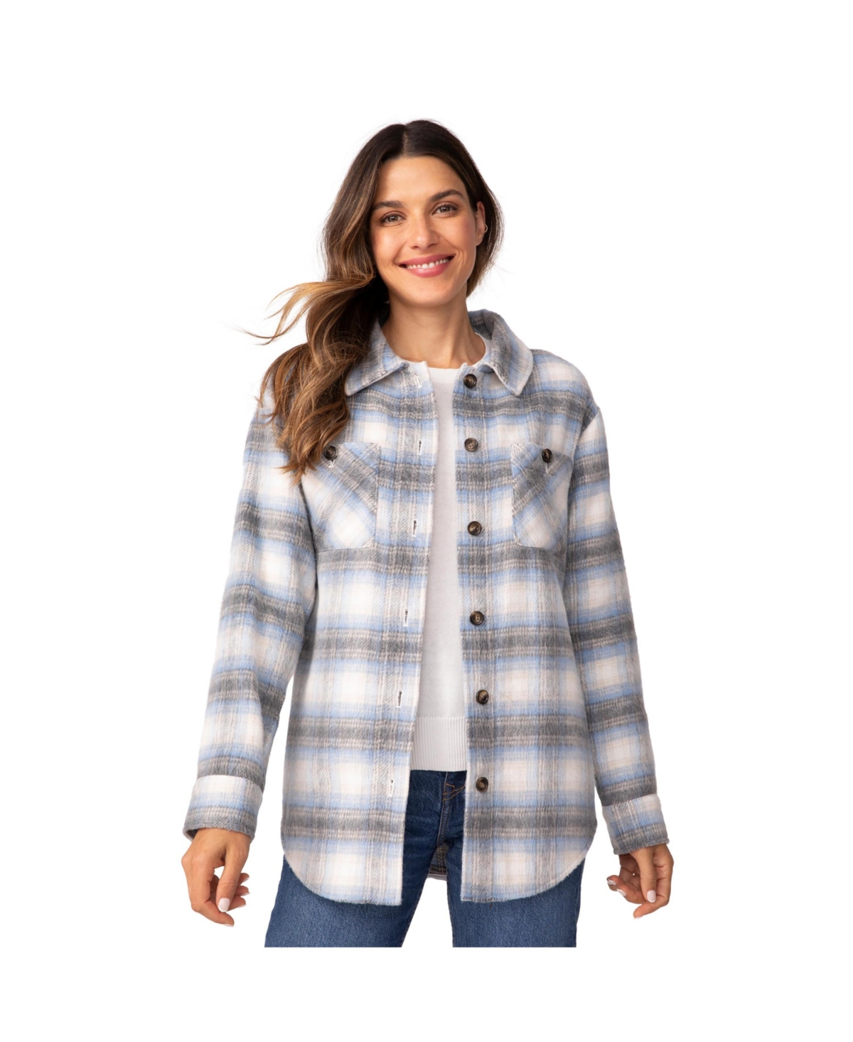 Free Country Women's Plaid Shacket - Cloud plaid